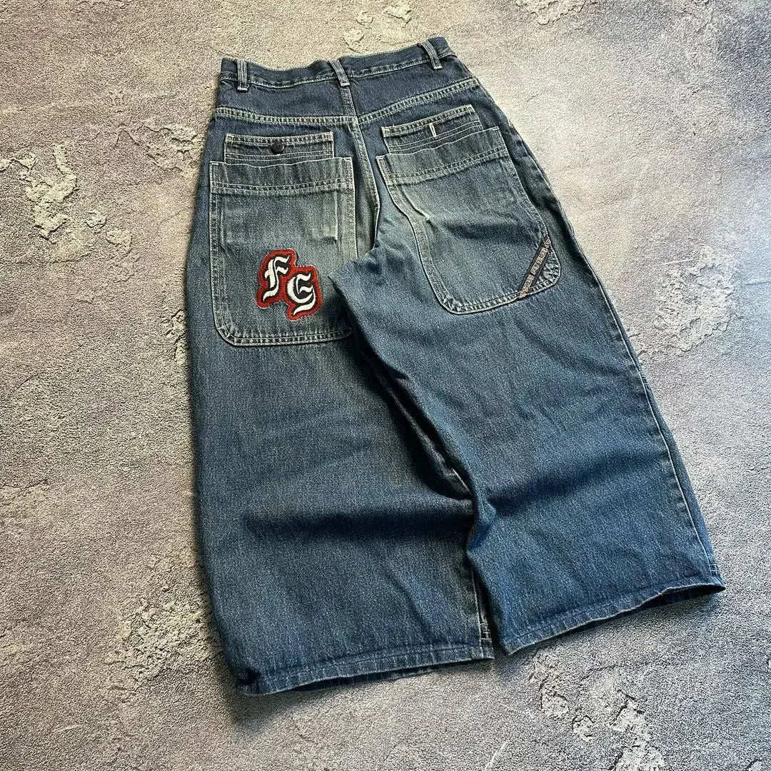 Embroidered Black Loose Jeans