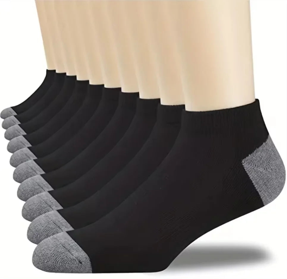 10 Pairs Men’s Breathable Cotton Sports Socks – Bamboo Fiber, Sweat-Absorbing, Deodorant Business Socks