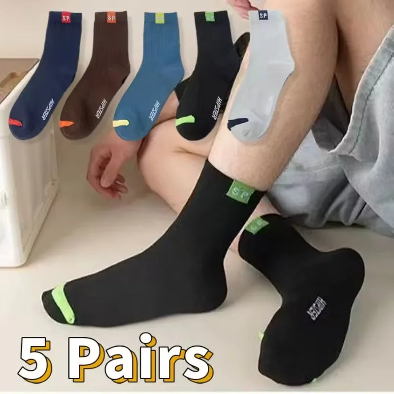 10 Pairs Men’s Breathable Cotton Sports Socks – Bamboo Fiber, Sweat-Absorbing, Deodorant Business Socks