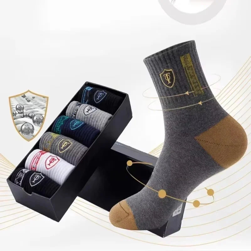10 Pairs Men’s Breathable Cotton Sports Socks – Bamboo Fiber, Sweat-Absorbing, Deodorant Business Socks