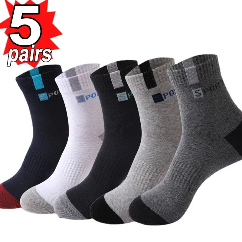 10 Pairs Men’s Breathable Cotton Sports Socks – Bamboo Fiber, Sweat-Absorbing, Deodorant Business Socks