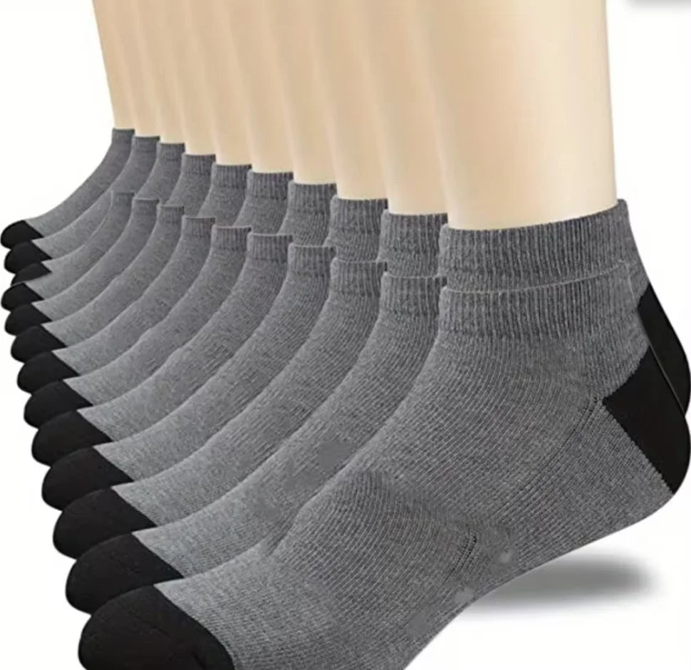 10 Pairs Men’s Breathable Cotton Sports Socks – Bamboo Fiber, Sweat-Absorbing, Deodorant Business Socks